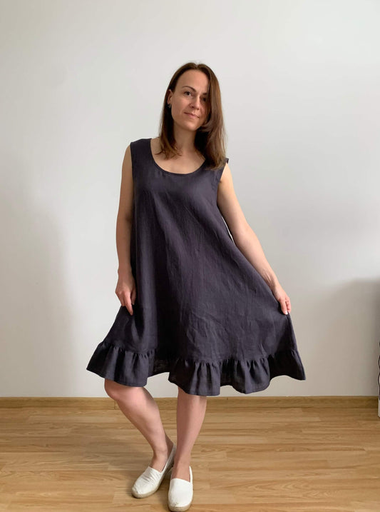 Chic Trapeze Linen Sundress