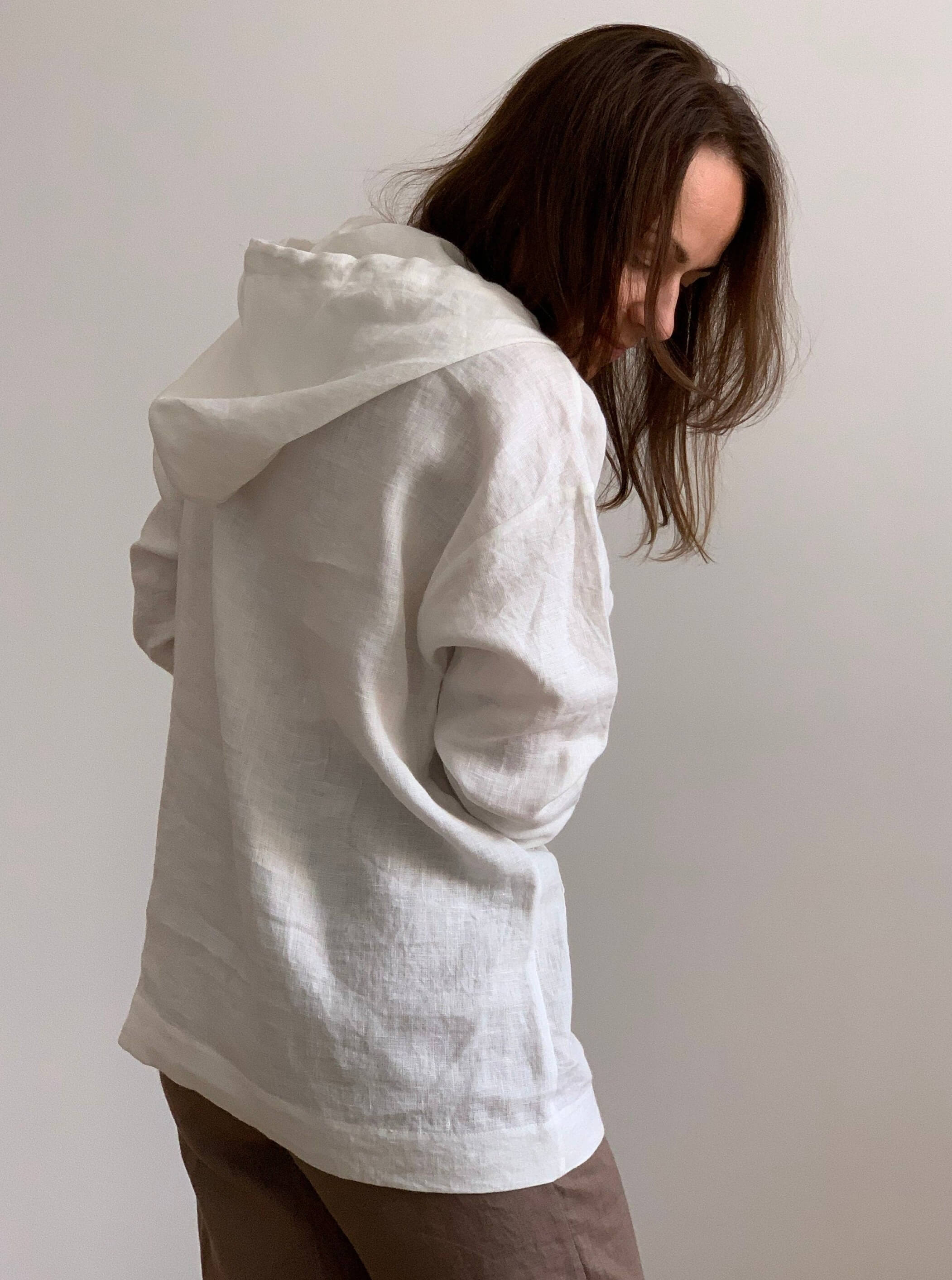 White linen sale hoodie