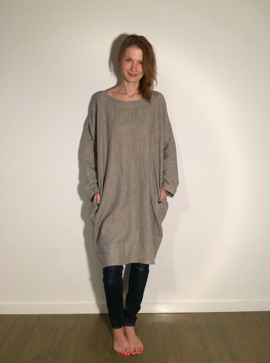 Comfortable Oversized Linen Tunic Dress by LinenStars