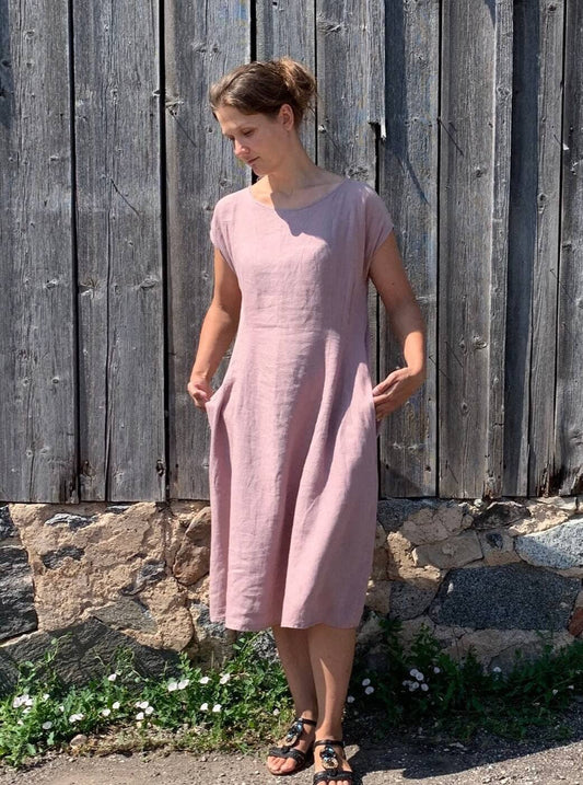 Front View of Sleeveless Linen Dress